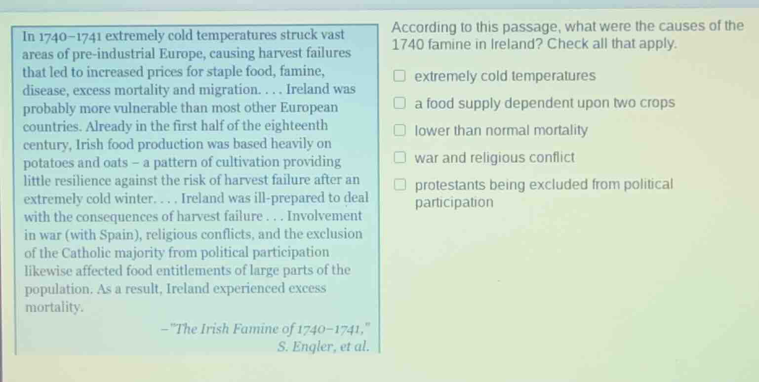 in 1740-1741 extremely cold temperatures struck vast areas of pre-indus…