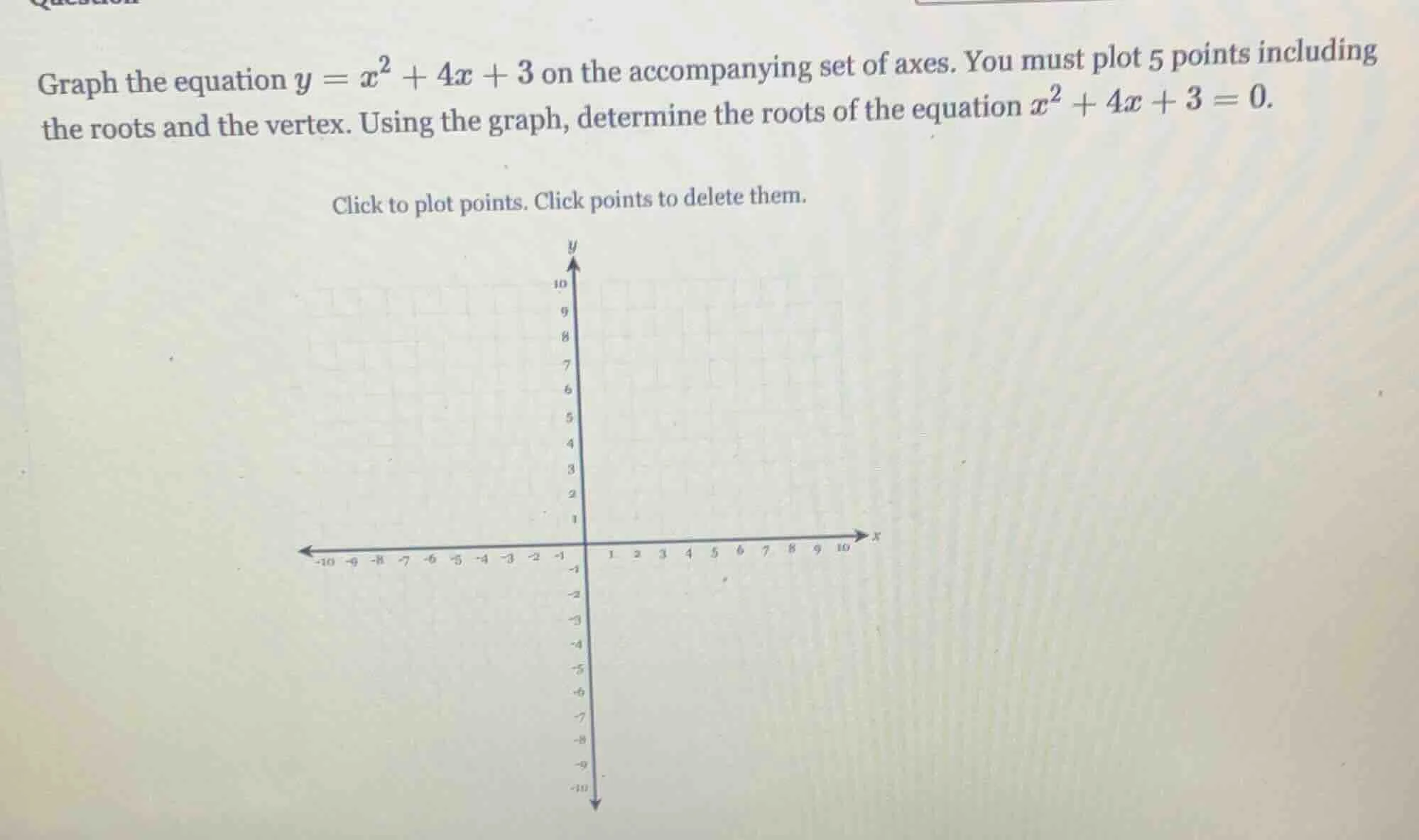 graph the equation $y = x^2 + 4x + 3$ on the accompanying set of axes. …