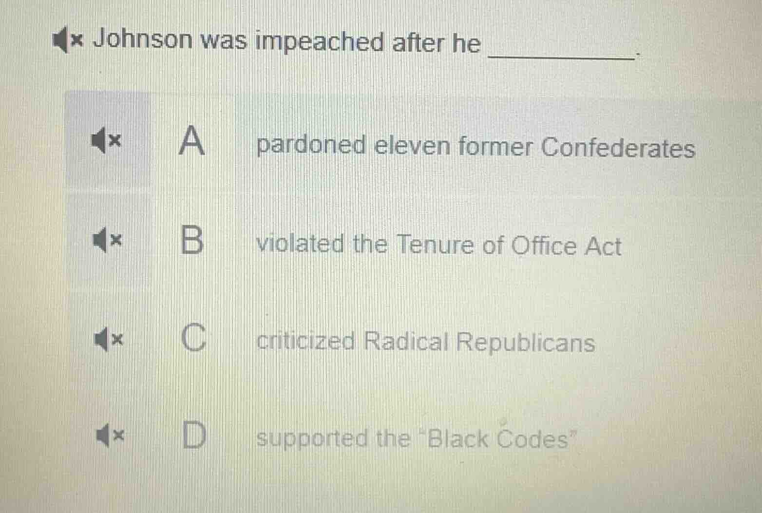 johnson was impeached after he ____________. a pardoned eleven former c…