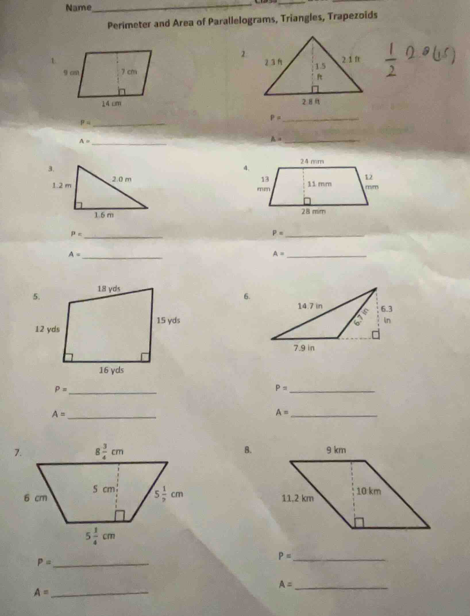 name______perimeter and area of parallelograms, triangles, trapezoids1.…