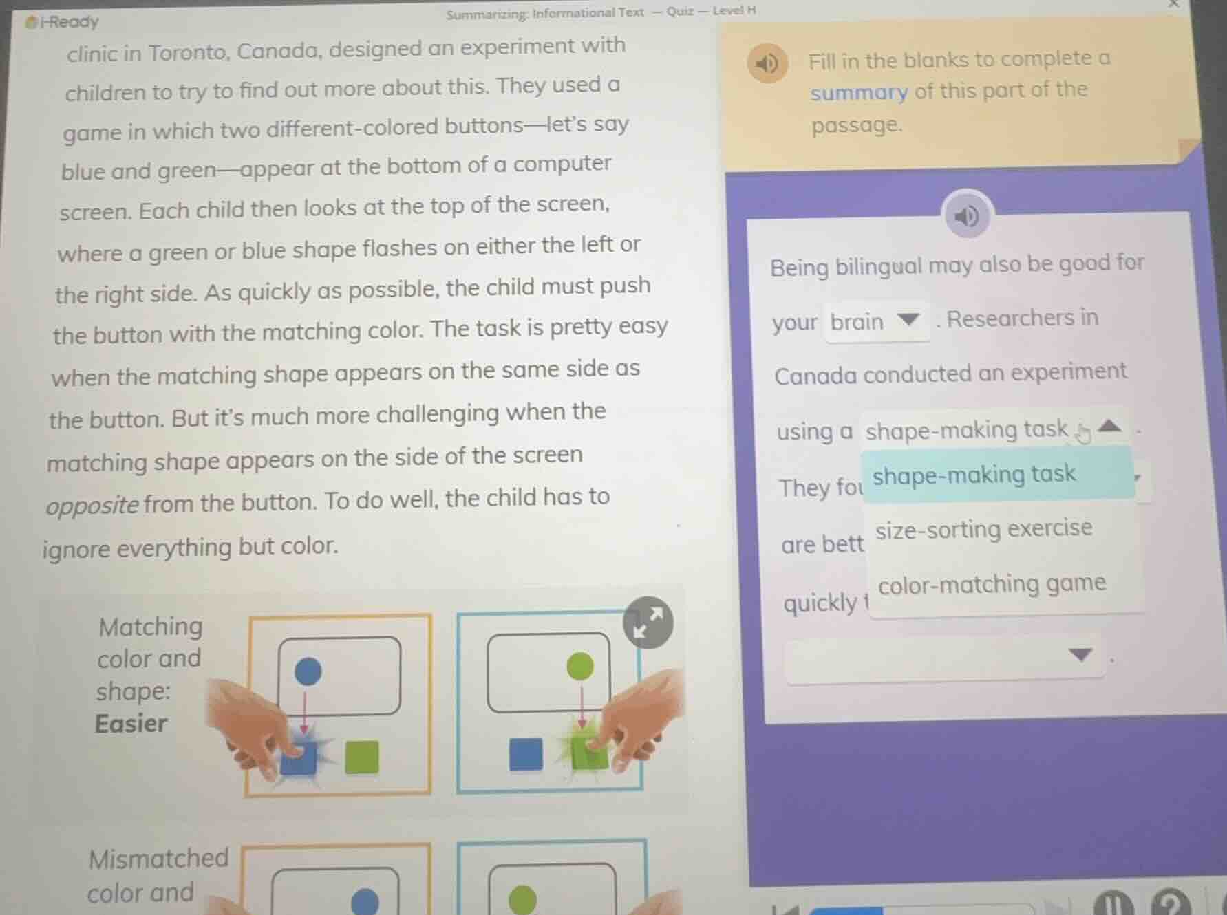 summarizing: informational text — quiz — level hclinic in toronto, cana…