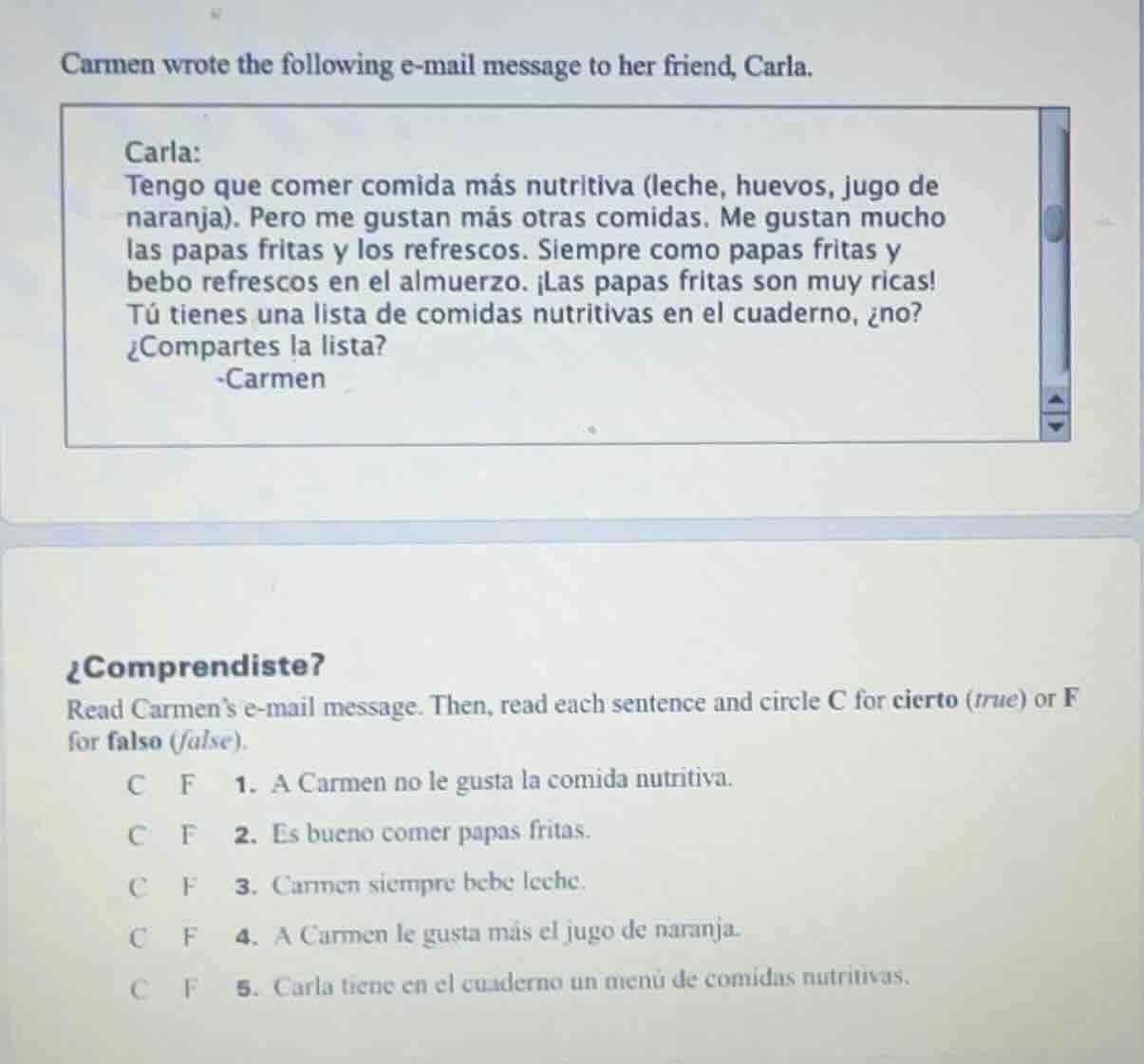 carmen wrote the following e-mail message to her friend, carla. carla: …