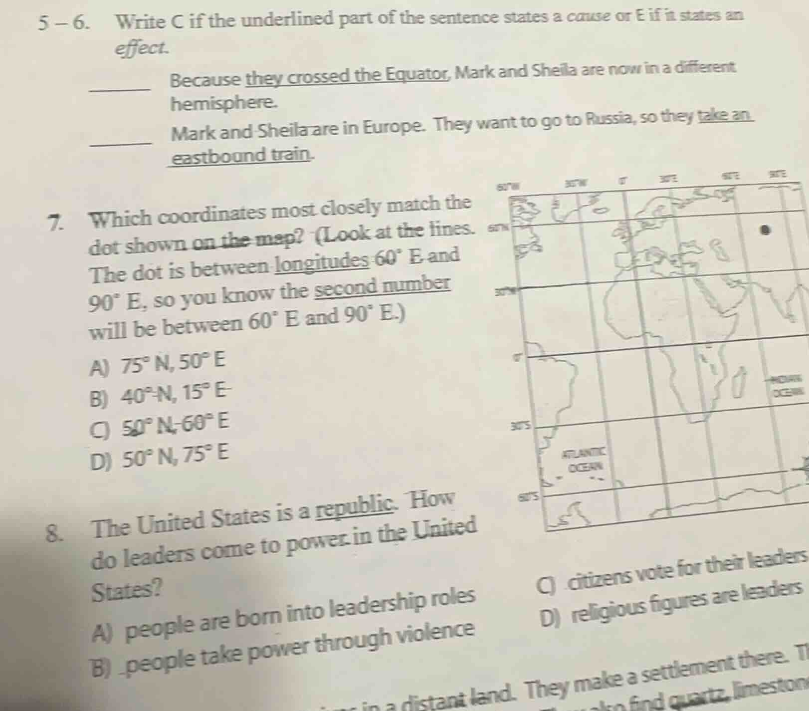 5 - 6. write c if the underlined part of the sentence states a cause or…