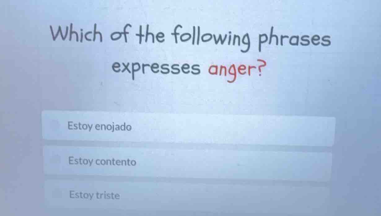which of the following phrases expresses anger? estoy enojado estoy con…