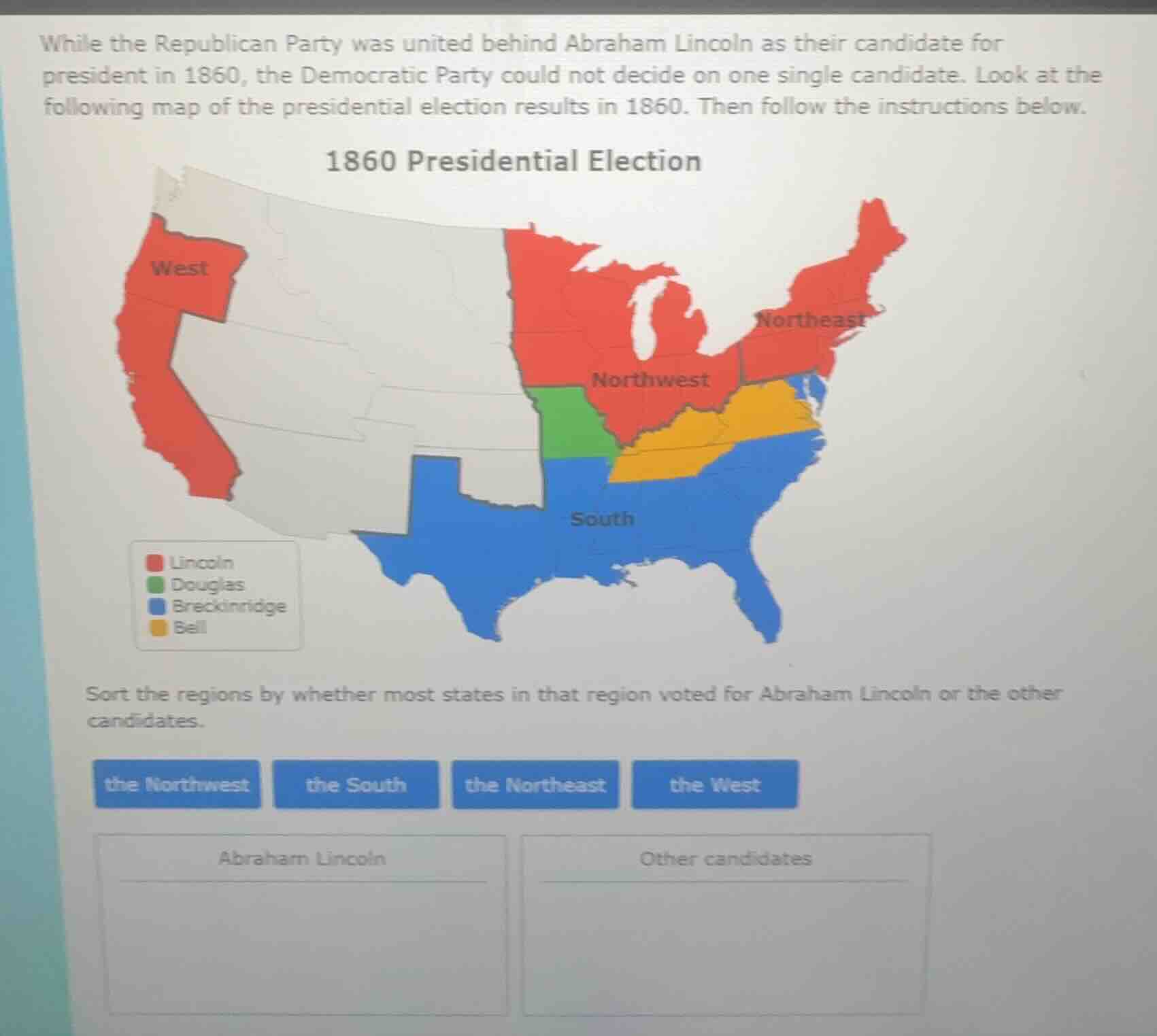 while the republican party was united behind abraham lincoln as their c…