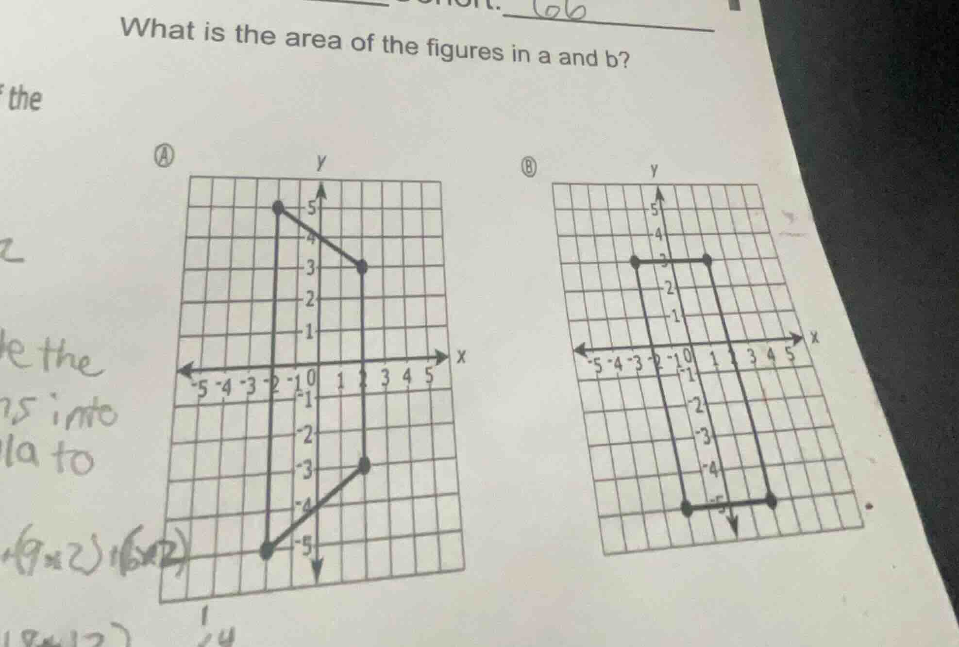 what is the area of the figures in a and b?