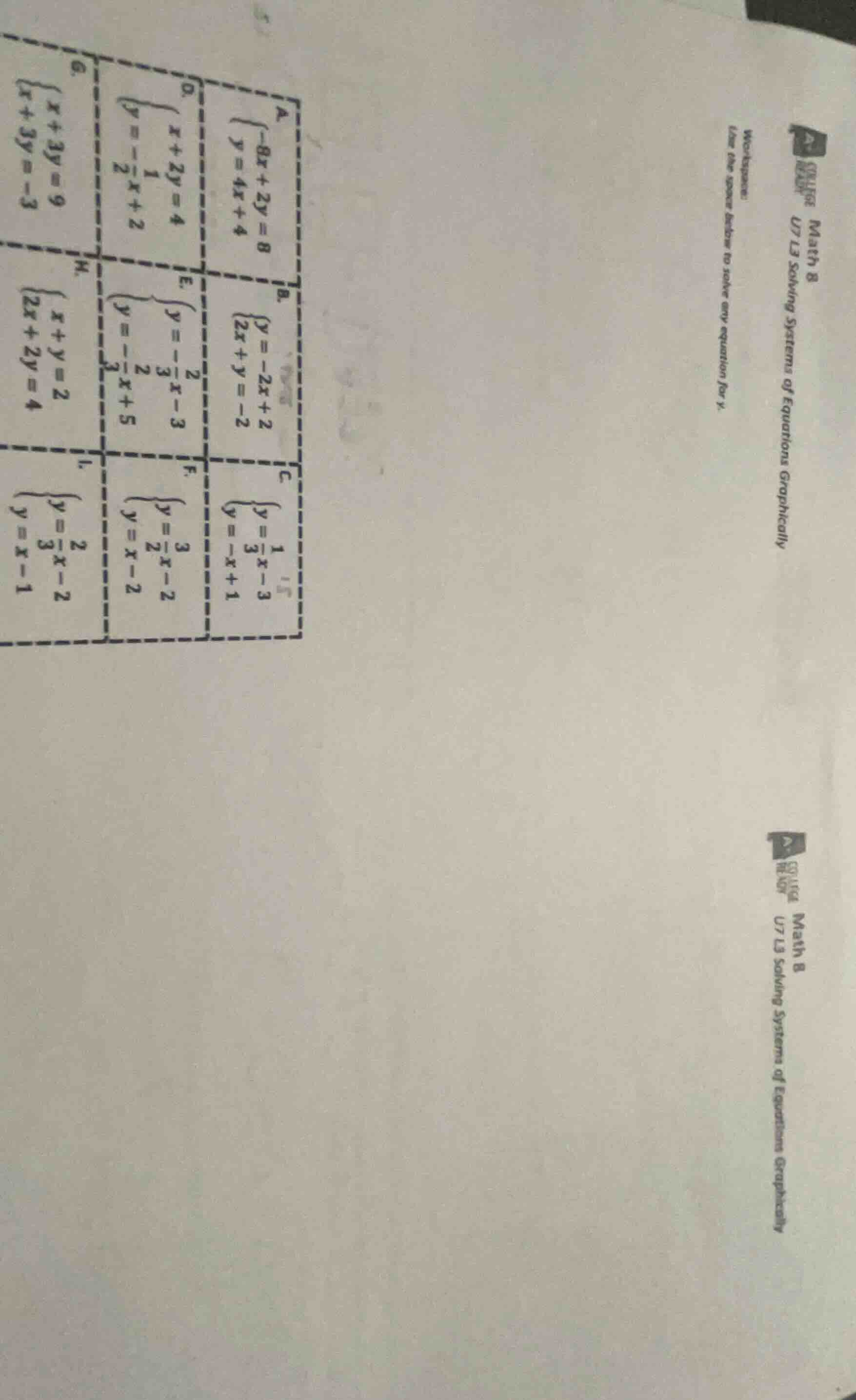 math 8 u7 l3 solving systems of equations graphically workspace: use th…