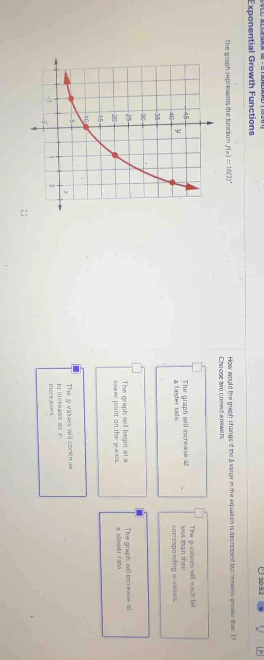 exponential growth functions the graph represents the function $f(x) = …