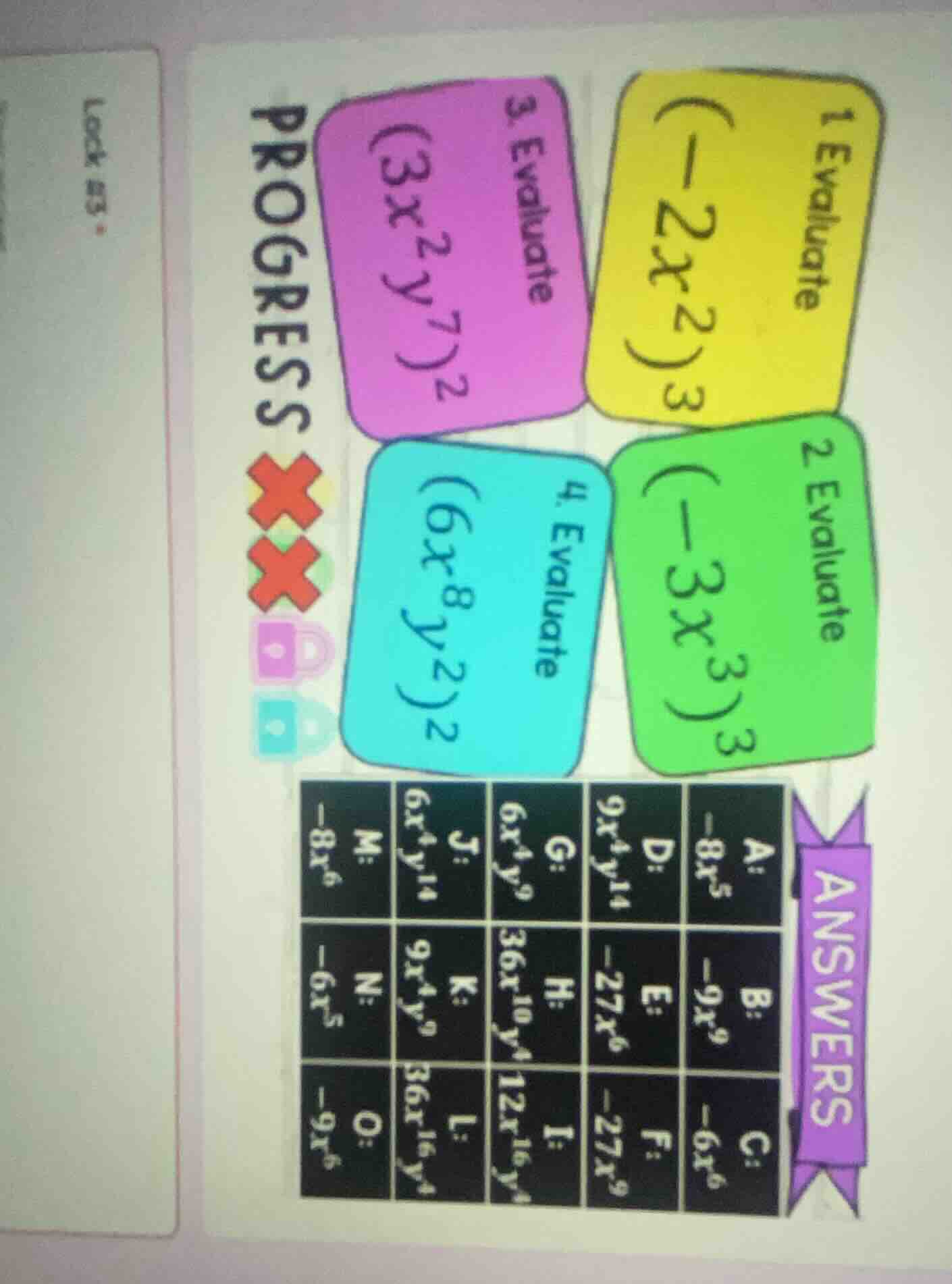progress xx 1 evaluate $(-2x^{2})^{3}$ 2 evaluate $(-3x^{3})^{3}$ 3 eva…