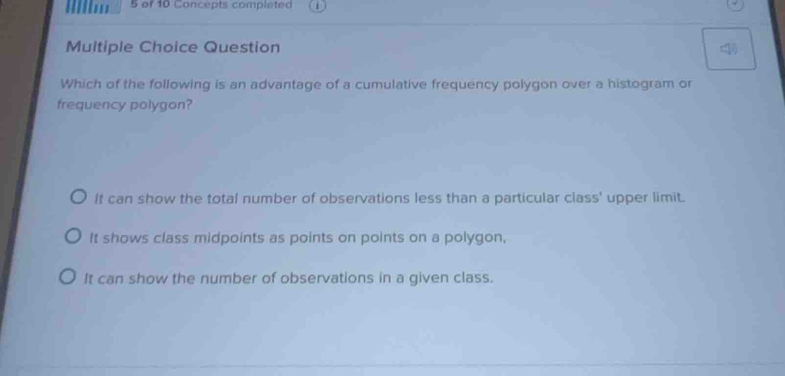 5 of 10 concepts completedmultiple choice questionwhich of the followin…