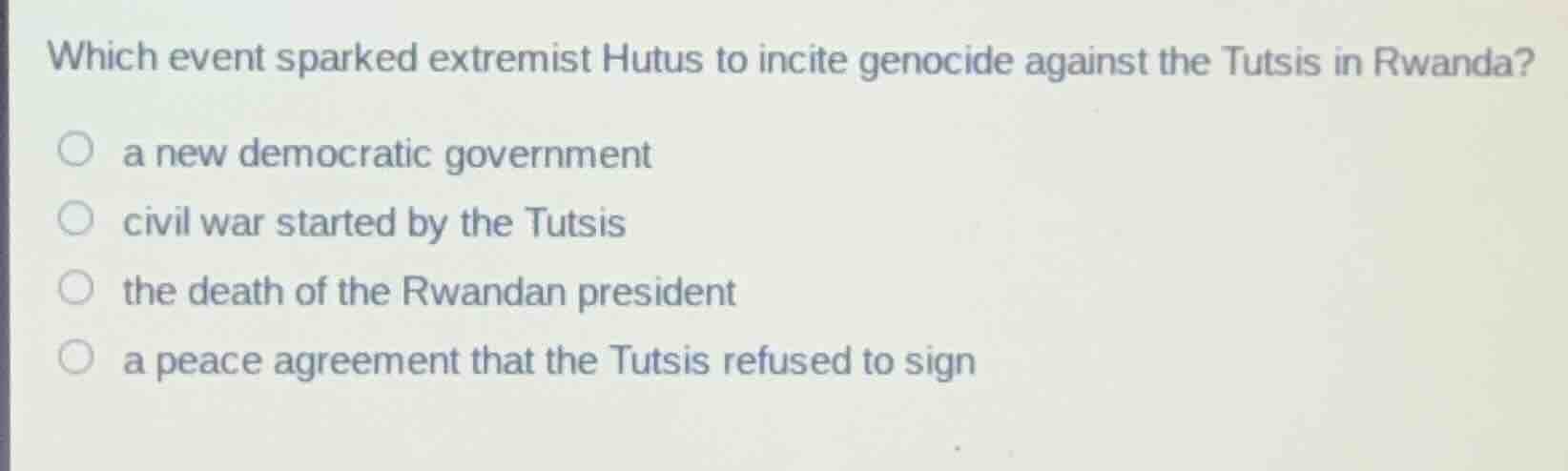 which event sparked extremist hutus to incite genocide against the tuts…