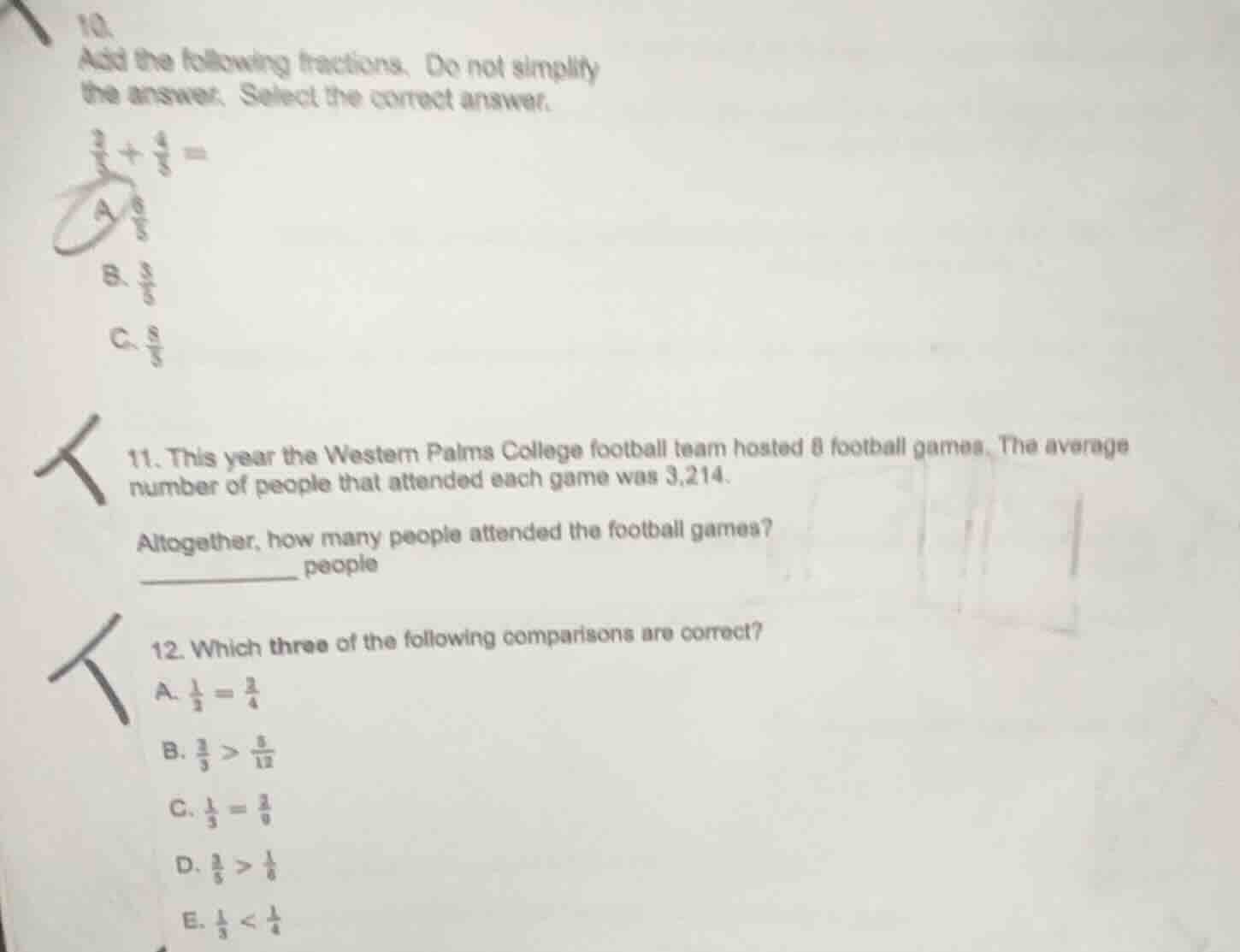 10. add the following fractions. do not simplify the answer. select the…