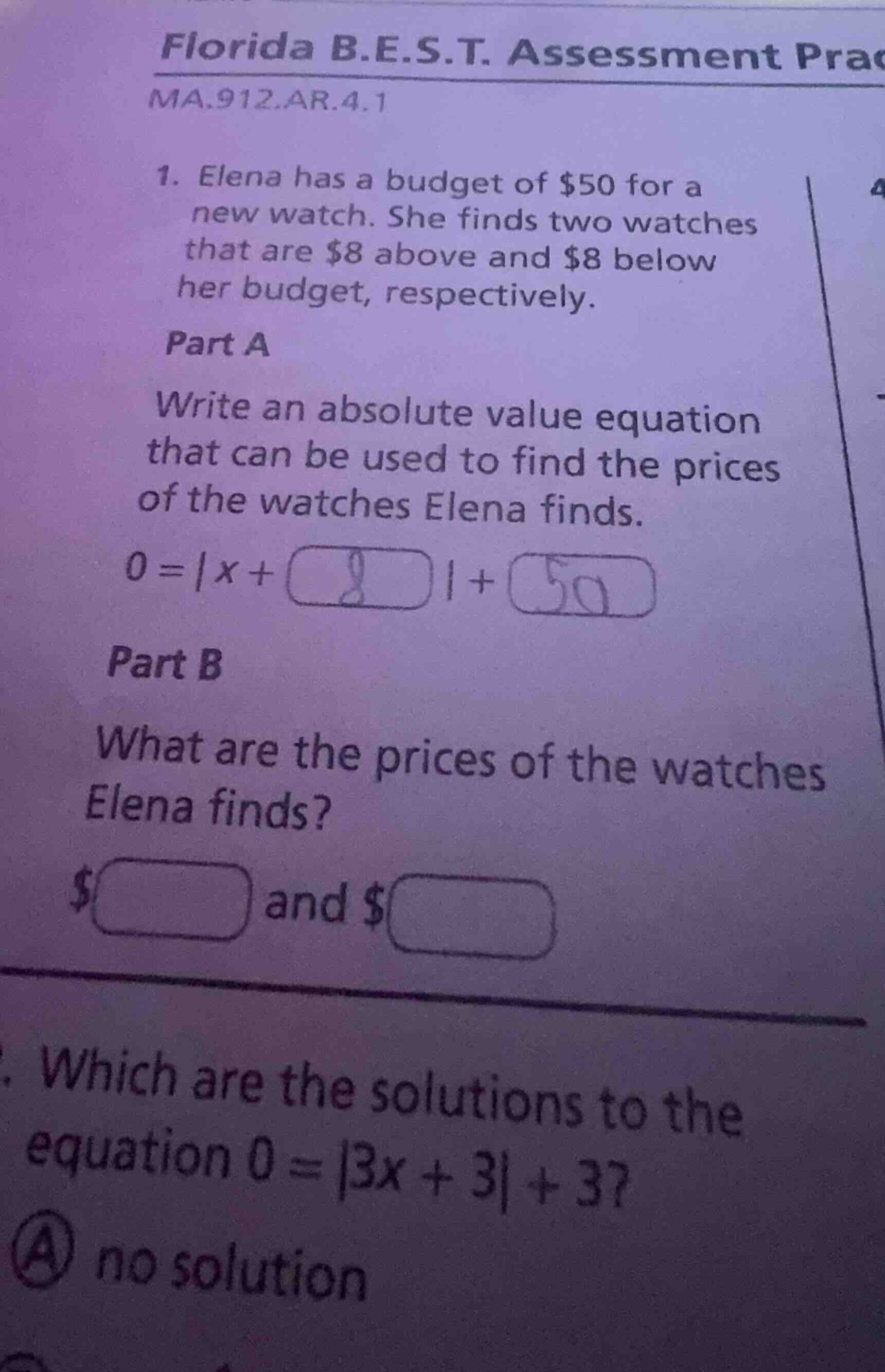 florida b.e.s.t. assessment pracma.912.ar.4.11. elena has a budget of $…