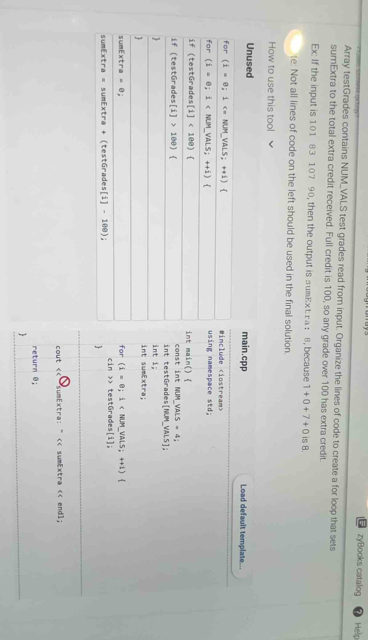 array testgrades contains num_vals test grades read from input. organiz…