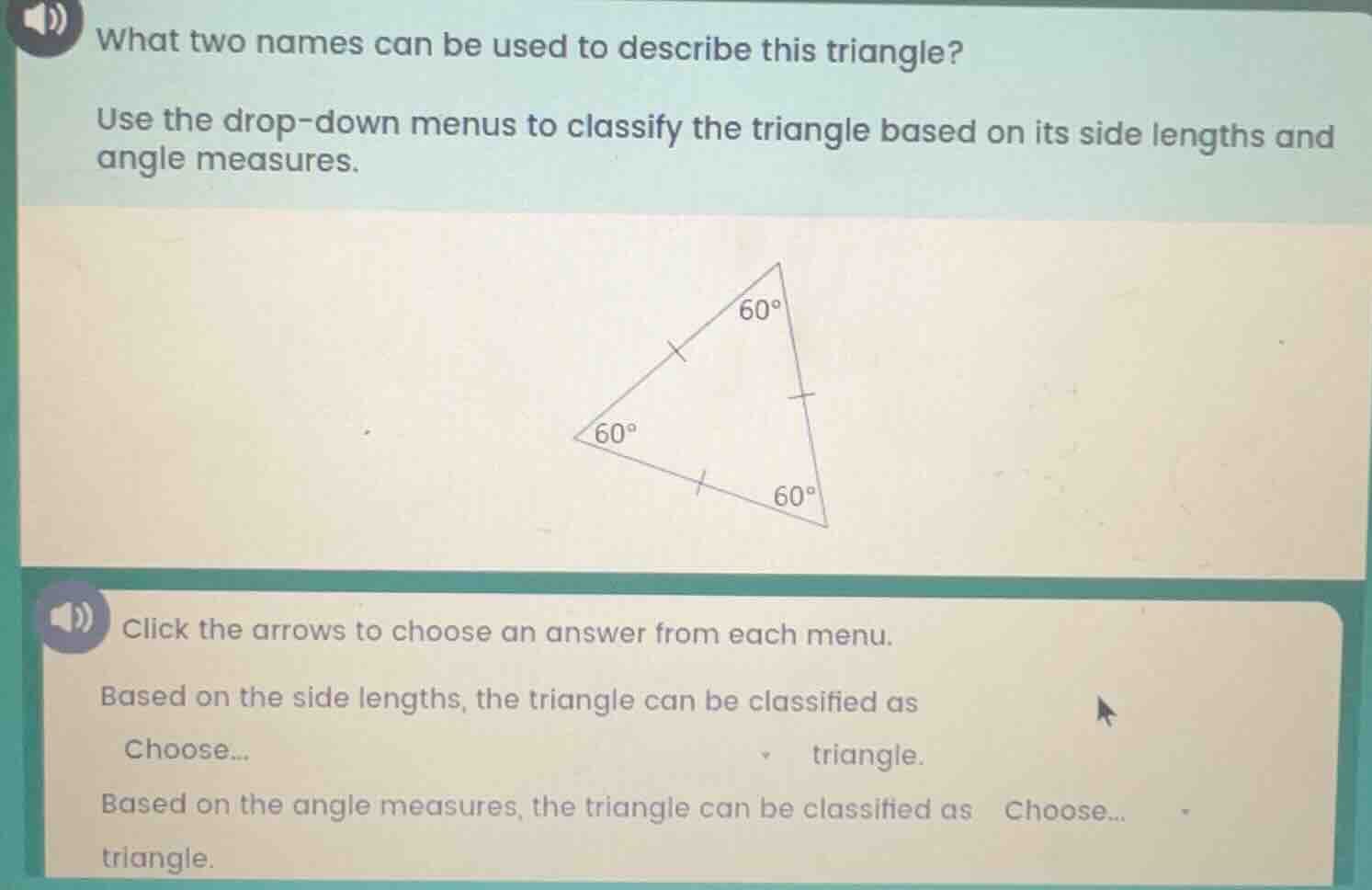 what two names can be used to describe this triangle? use the drop-down…