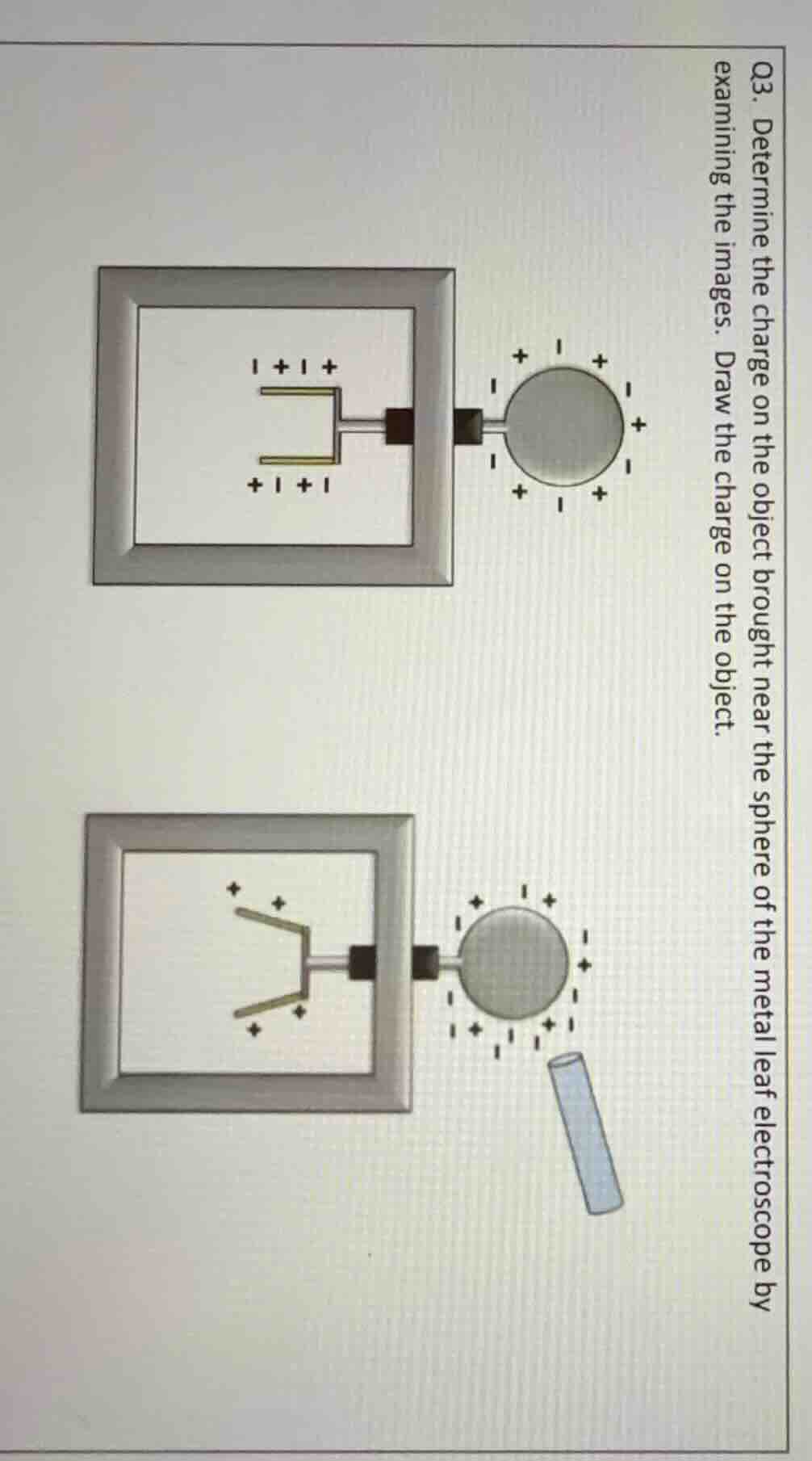q3. determine the charge on the object brought near the sphere of the m…