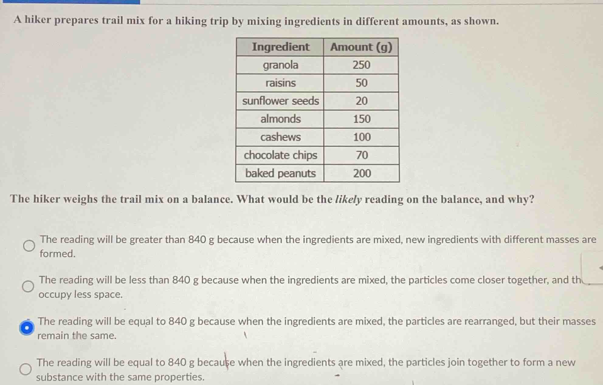 a hiker prepares trail mix for a hiking trip by mixing ingredients in d…
