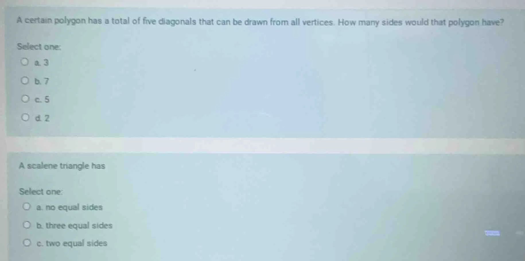 a certain polygon has a total of five diagonals that can be drawn from …