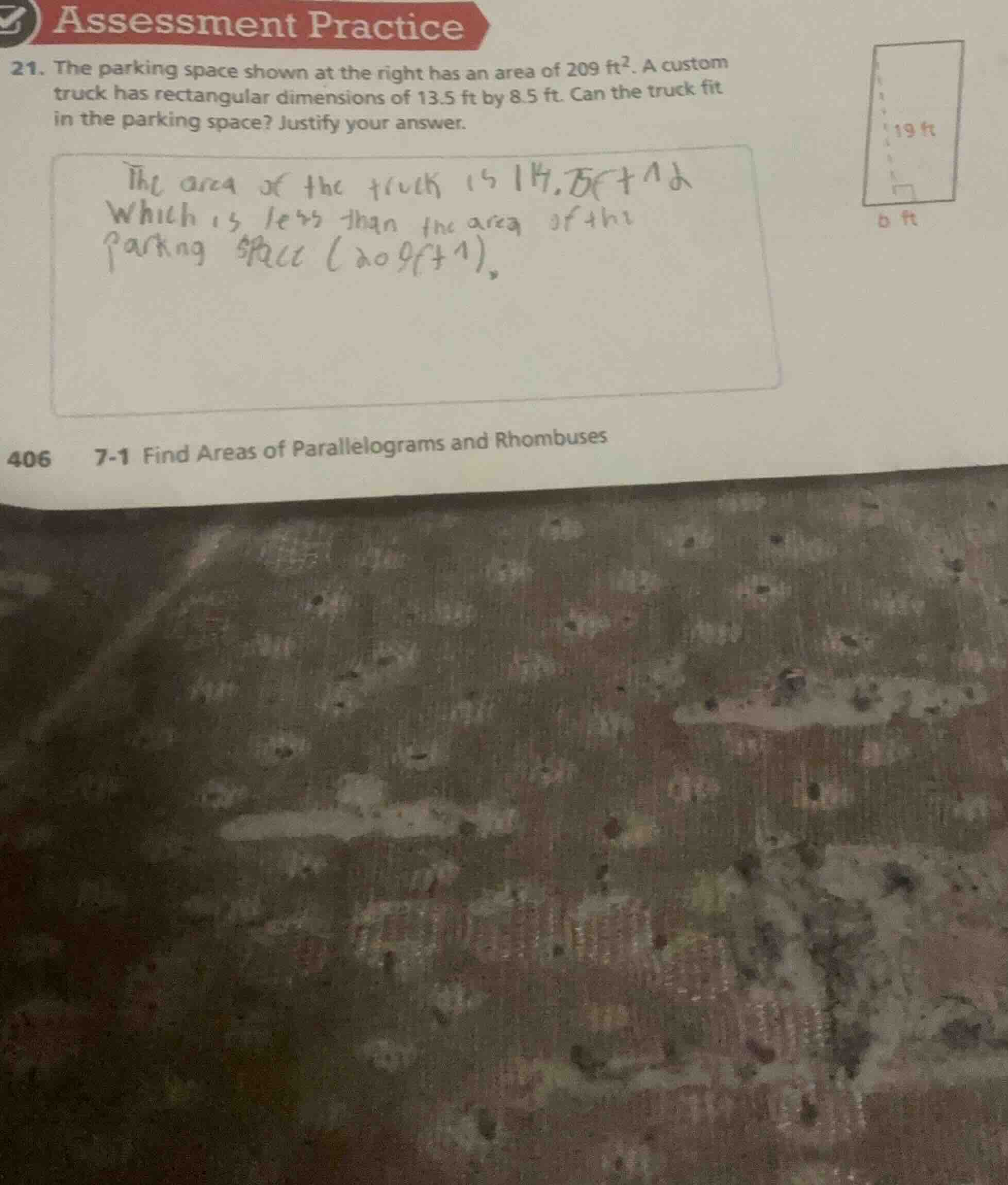assessment practice 21. the parking space shown at the right has an are…