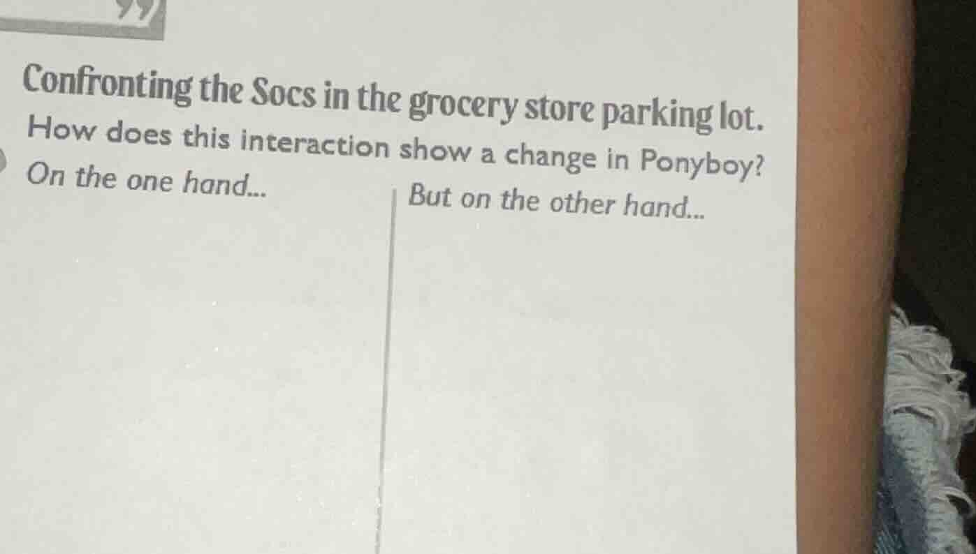 confronting the socs in the grocery store parking lot. how does this in…