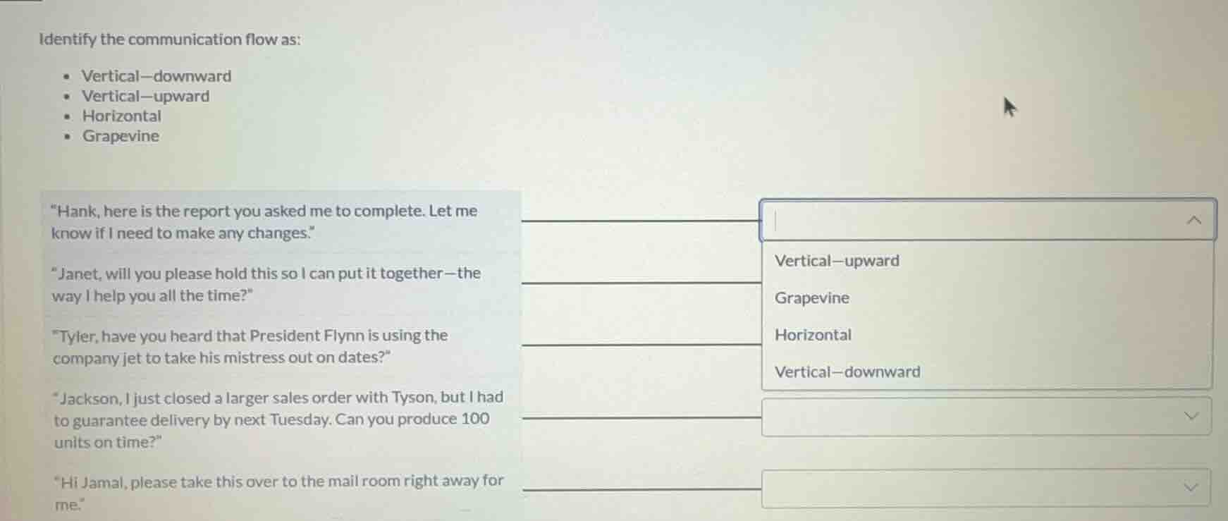 identify the communication flow as: - vertical−downward - vertical−upwa…