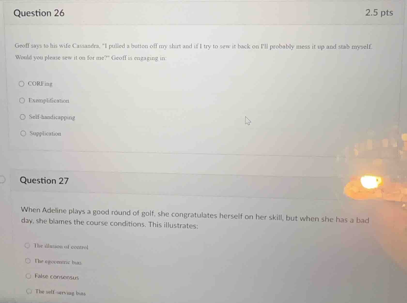 question 26 2.5 pts geoff says to his wife cassandra, \i pulled a butto…