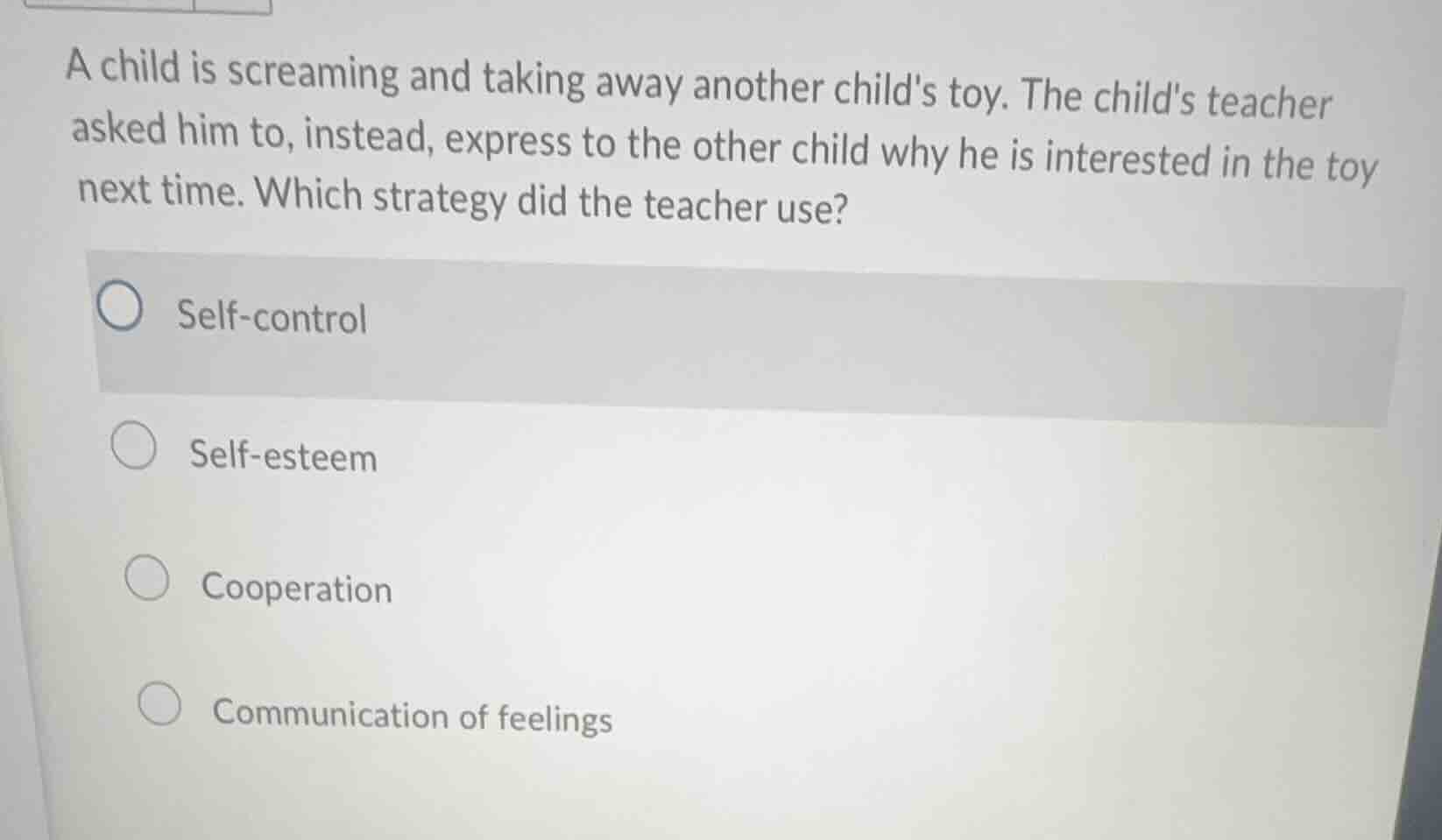 a child is screaming and taking away another childs toy. the childs tea…