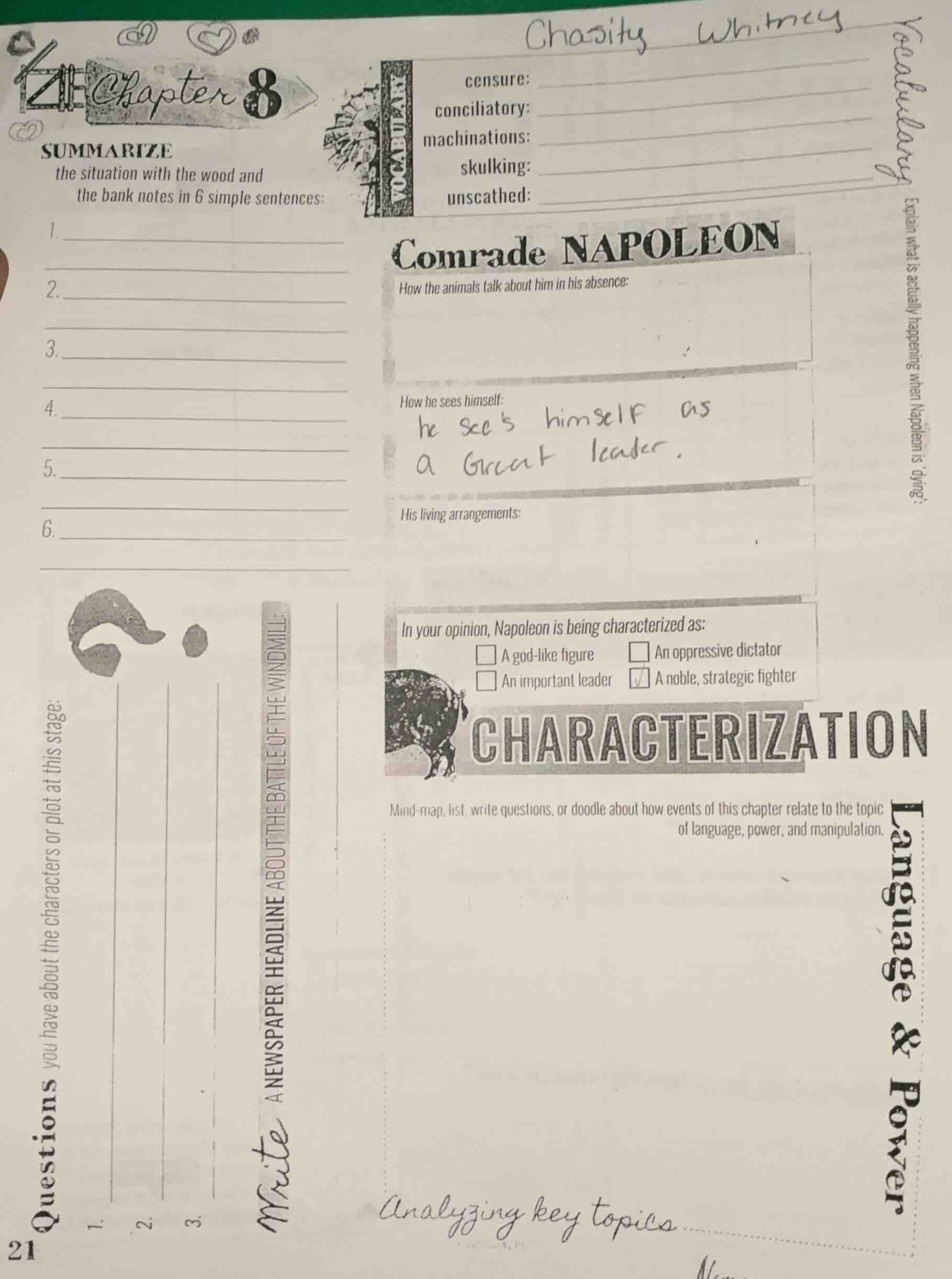 chasity whitney chapter 8 summarize the situation with the wood and the…