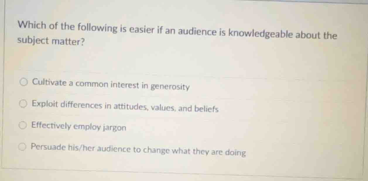 which of the following is easier if an audience is knowledgeable about …