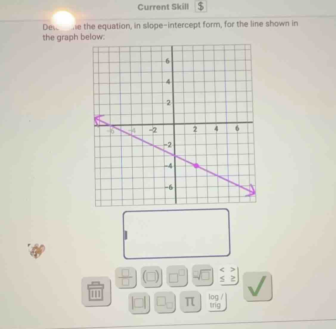 determine the equation, in slope-intercept form, for the line shown in …