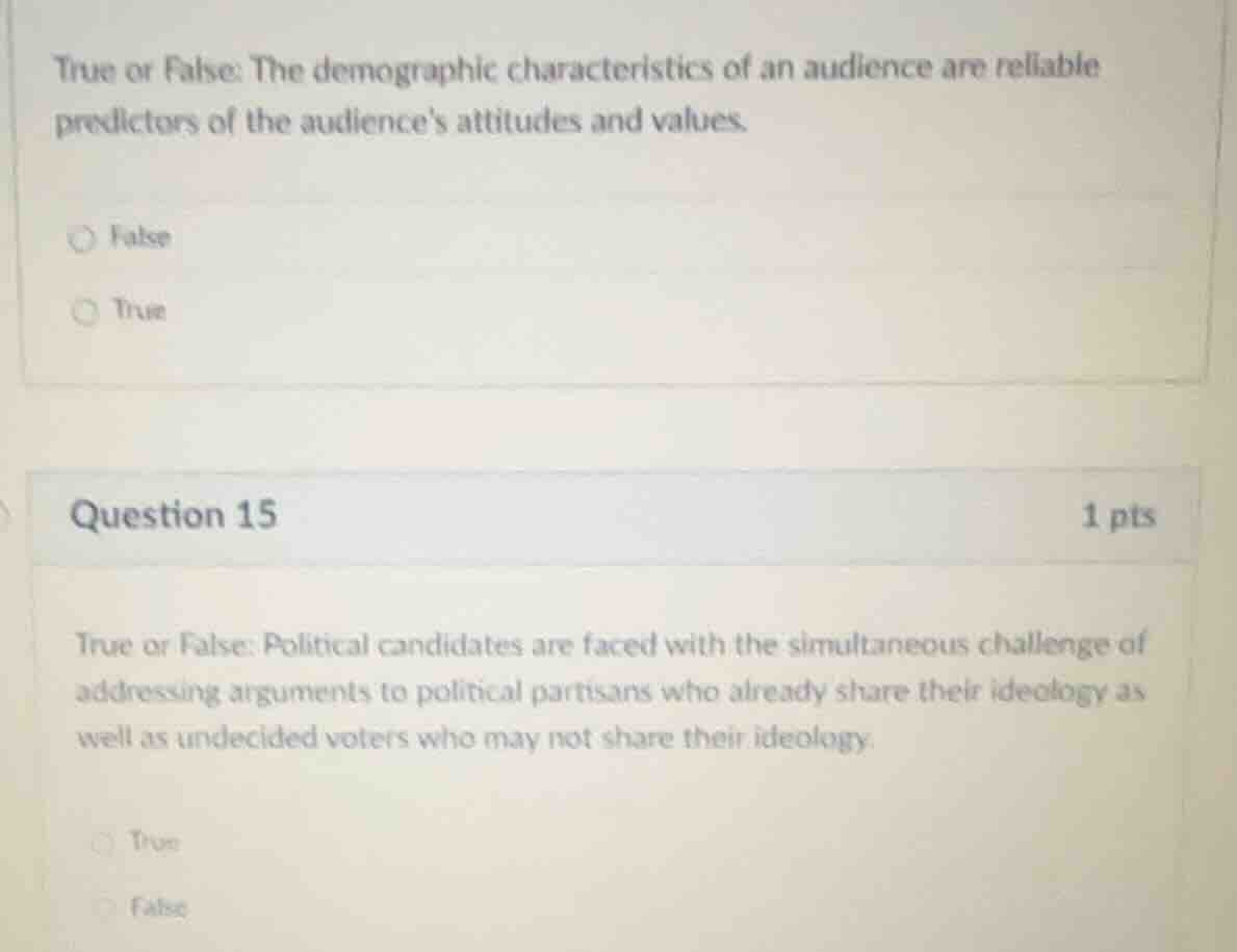 true or false: the demographic characteristics of an audience are relia…