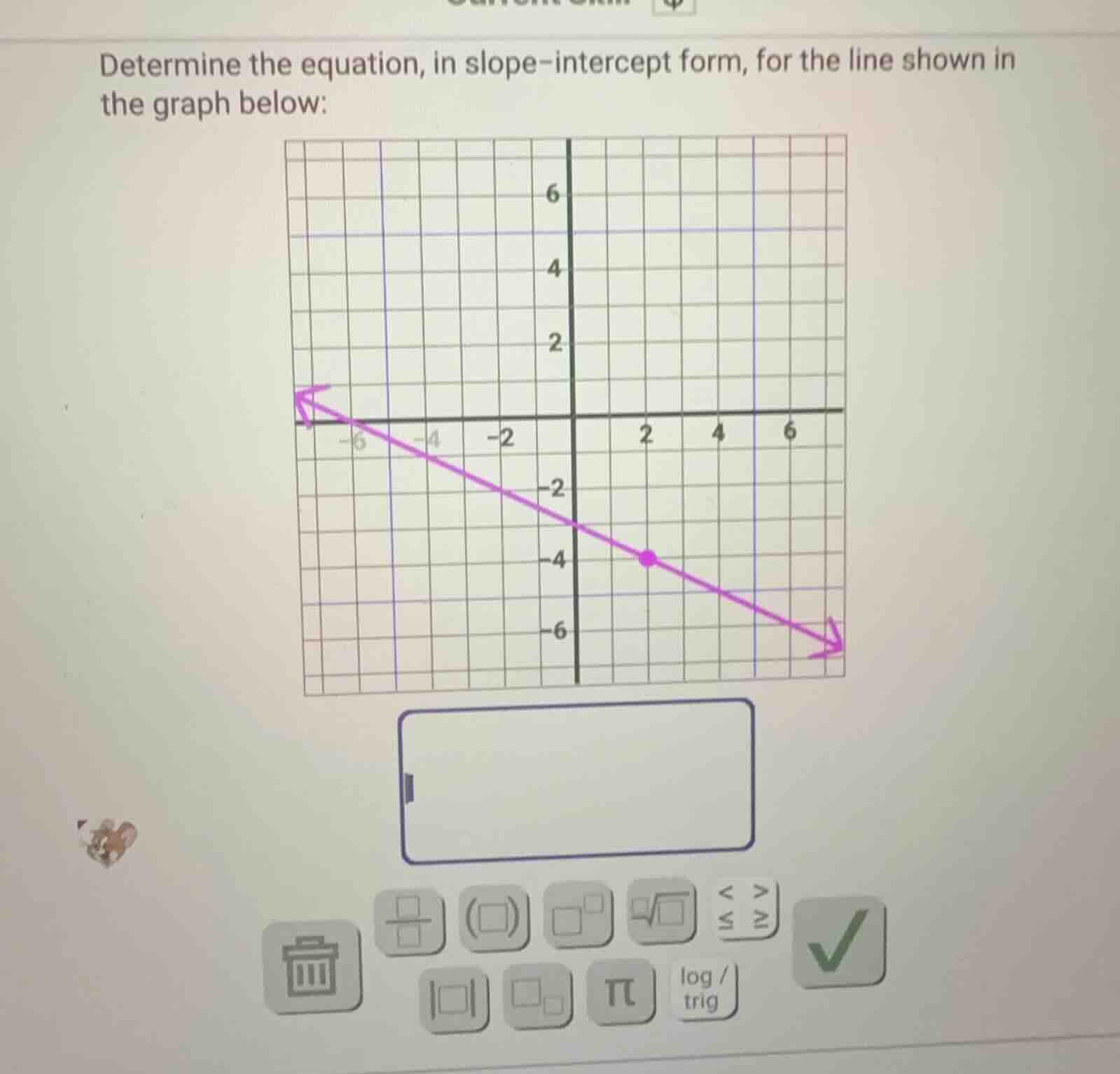 determine the equation, in slope-intercept form, for the line shown in …