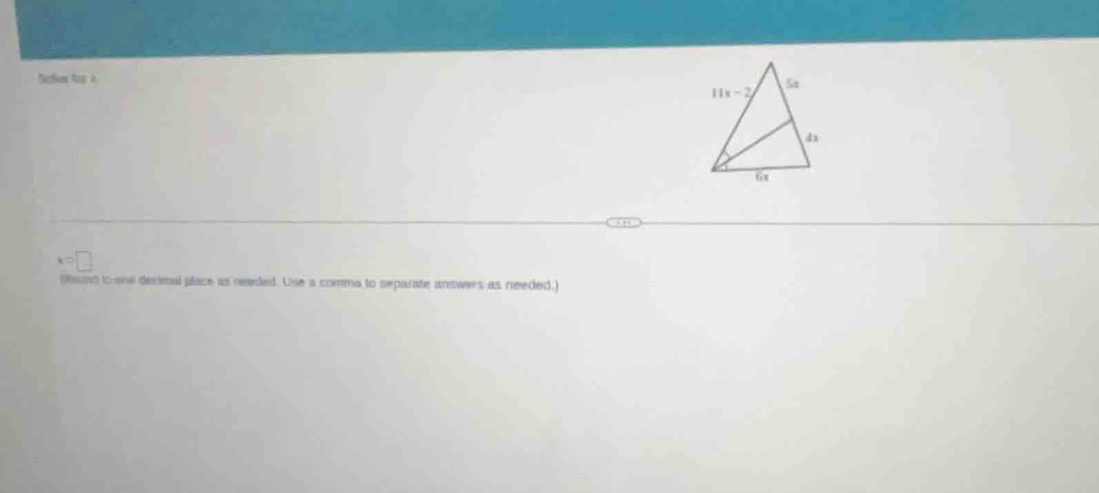 solve for x. $x=\\square$ (round to one decimal place as needed. use a …