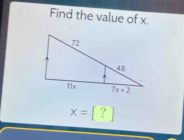 find the value of x. x = ?