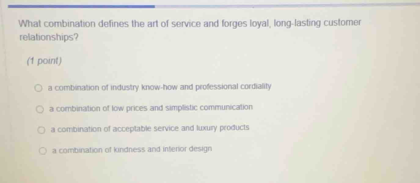 what combination defines the art of service and forges loyal, long-last…