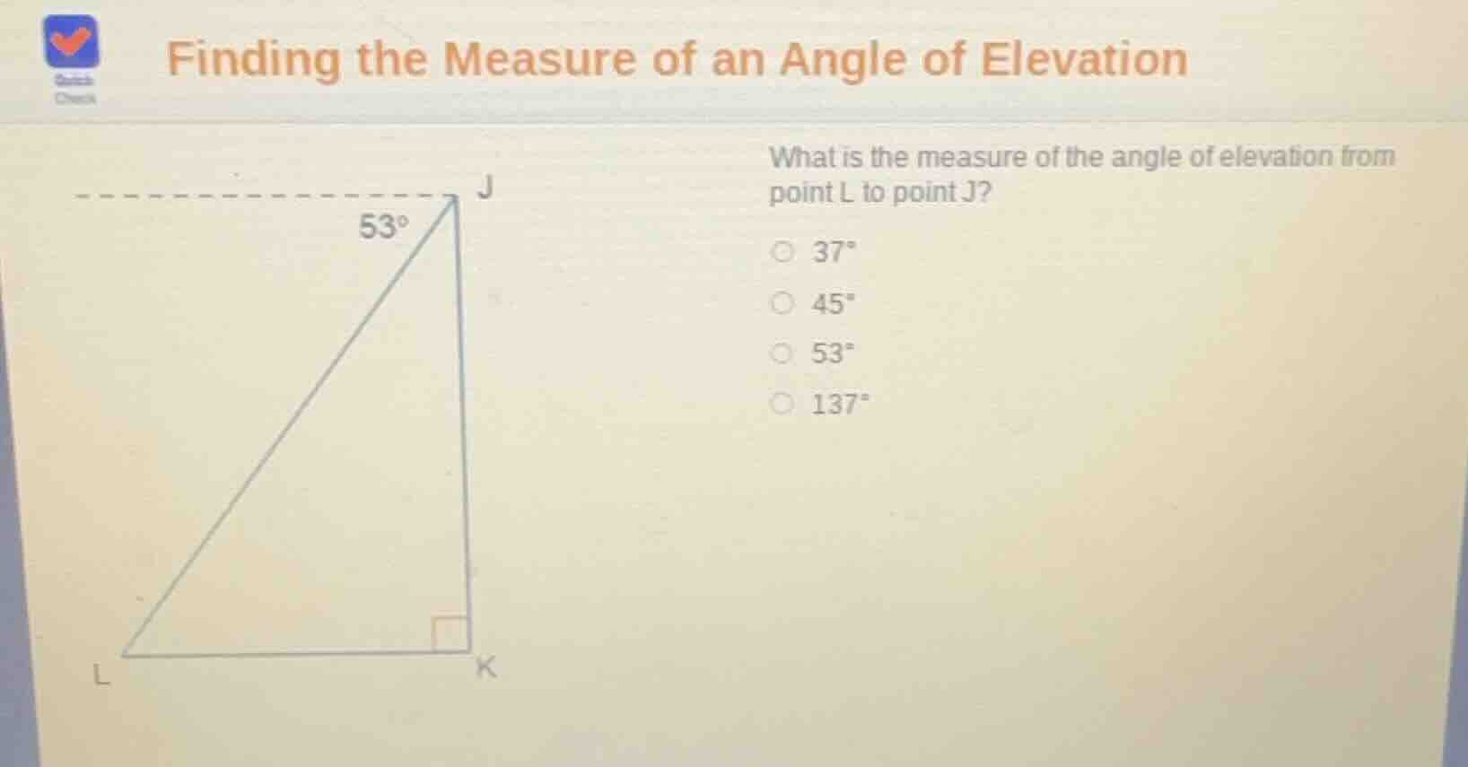 finding the measure of an angle of elevation what is the measure of the…