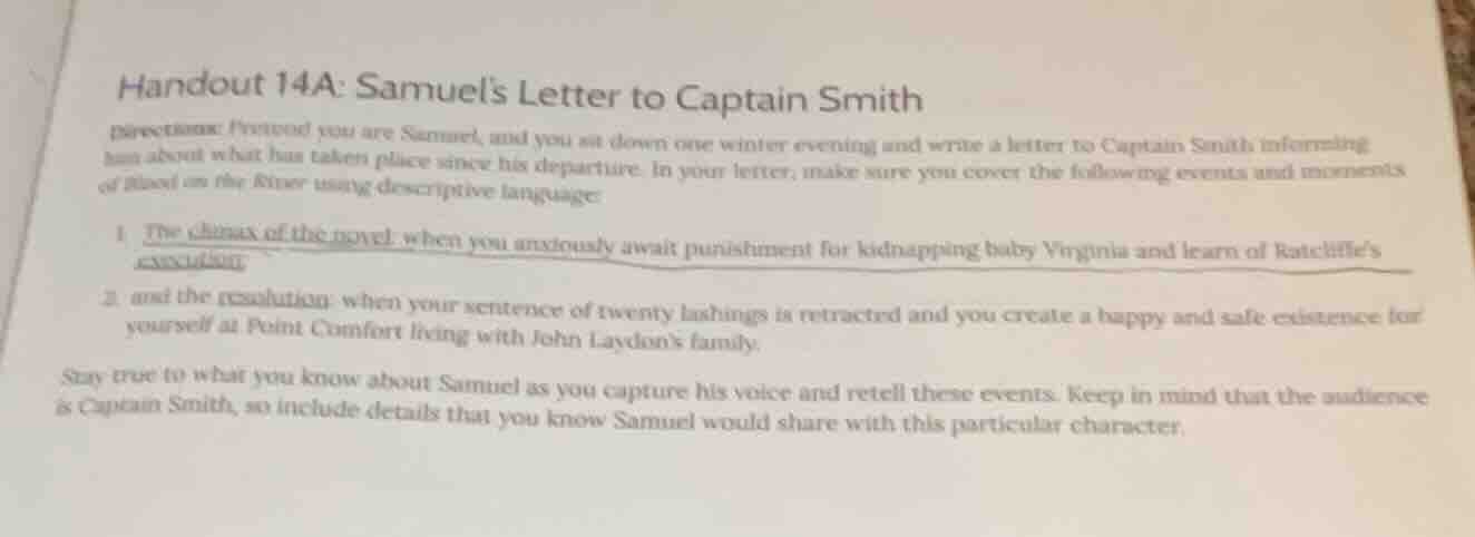 handout 14a: samuels letter to captain smithdirections: pretend you are…
