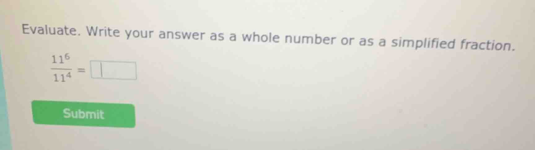 evaluate. write your answer as a whole number or as a simplified fracti…