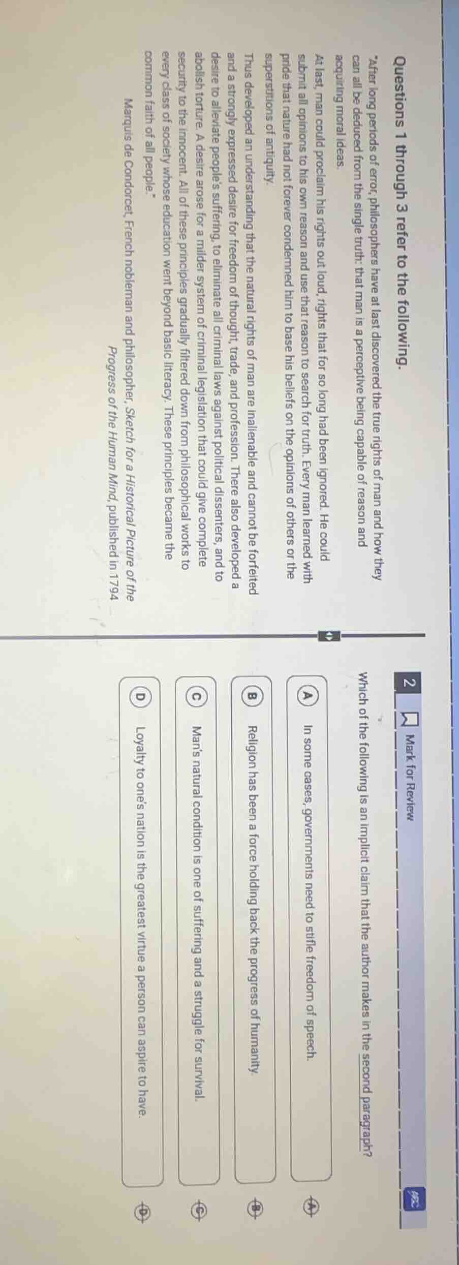 questions 1 through 3 refer to the following.\after long periods of err…