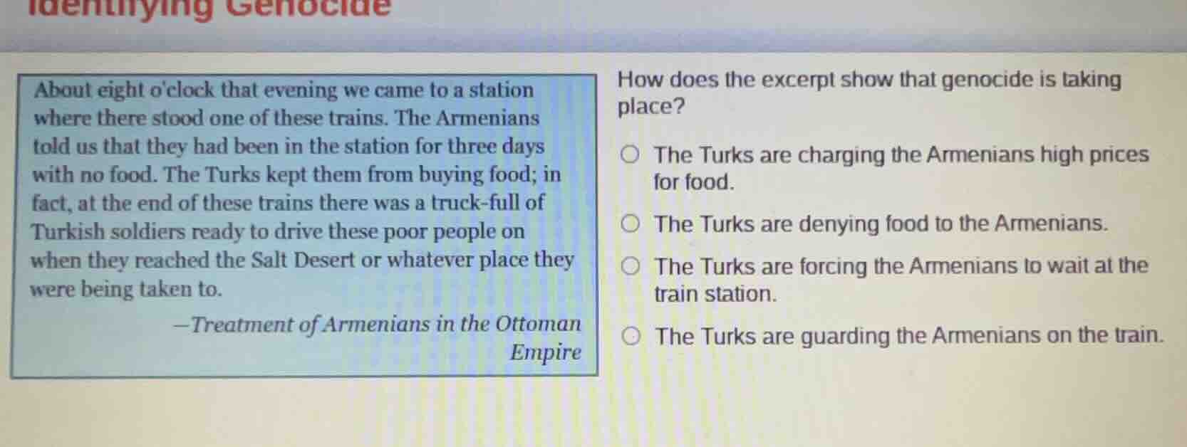 identifying genocide about eight oclock that evening we came to a stati…