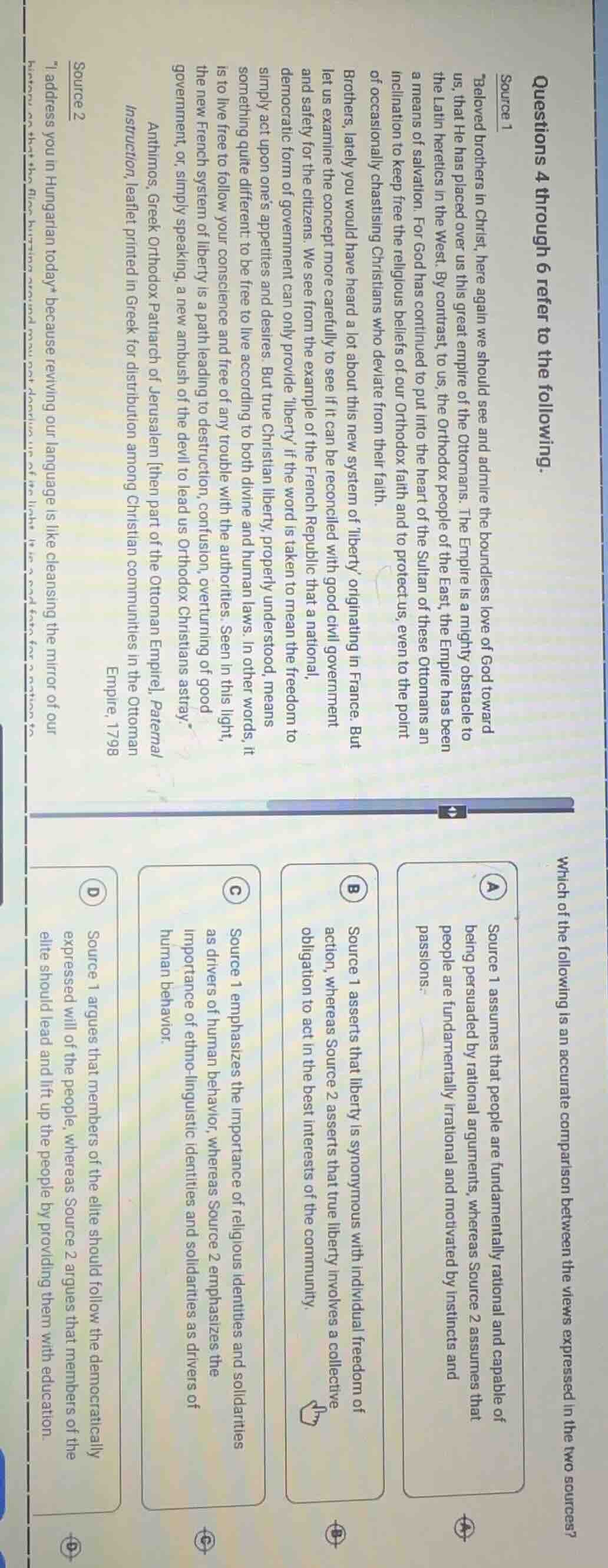 questions 4 through 6 refer to the following.source 1\beloved brothers …