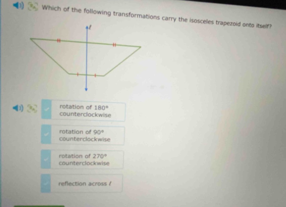 which of the following transformations carry the isosceles trapezoid on…