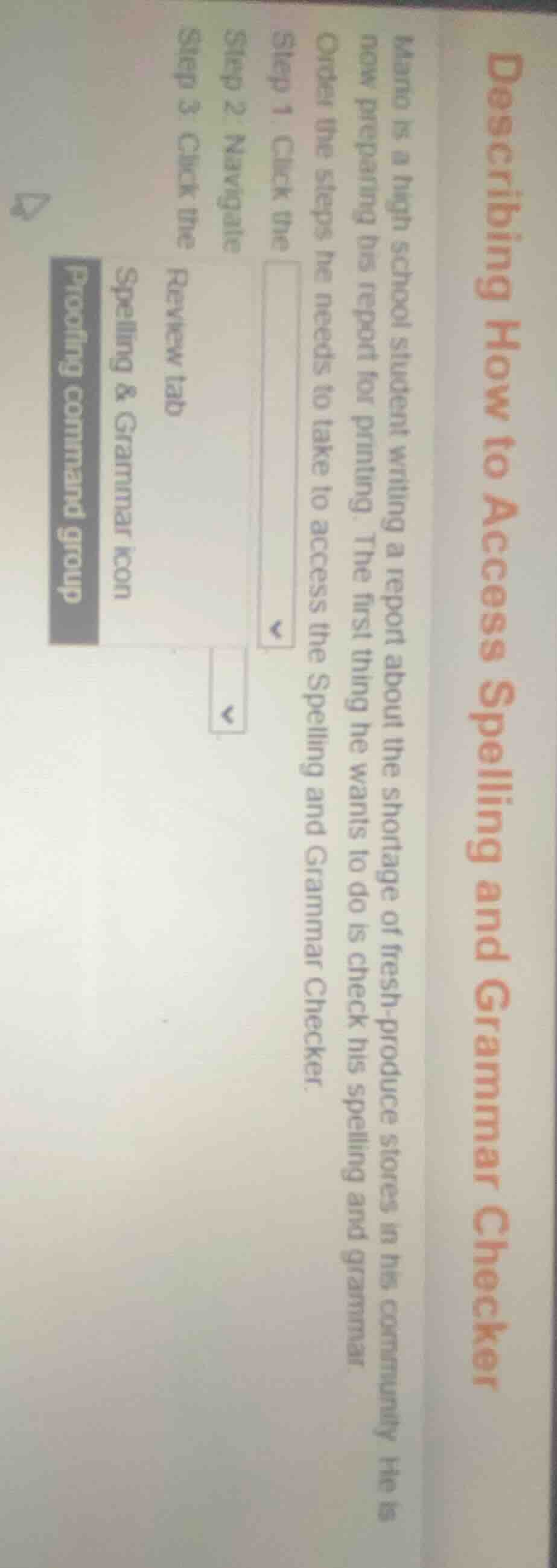 describing how to access spelling and grammar checker mano is a high sc…