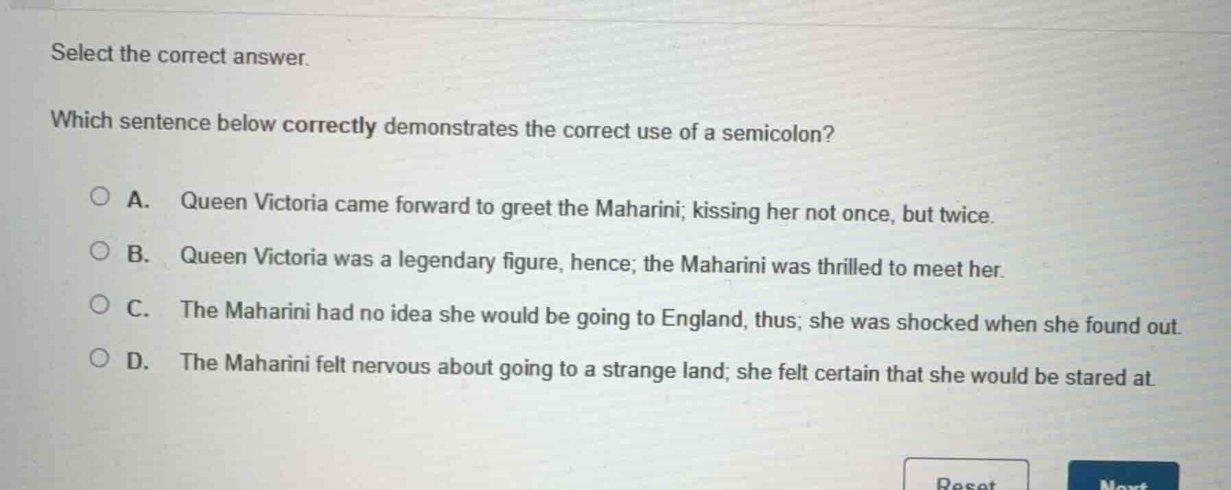 select the correct answer. which sentence below correctly demonstrates …