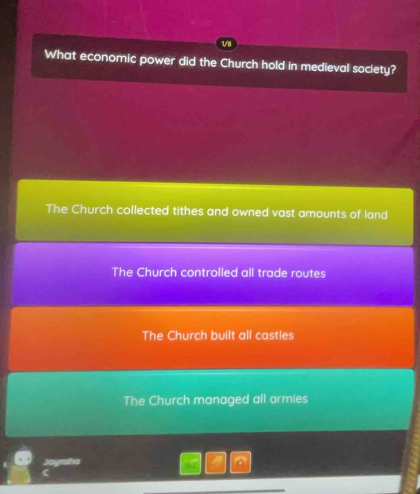 1/8 what economic power did the church hold in medieval society? the ch…