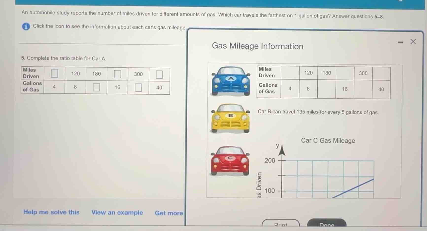an automobile study reports the number of miles driven for different am…