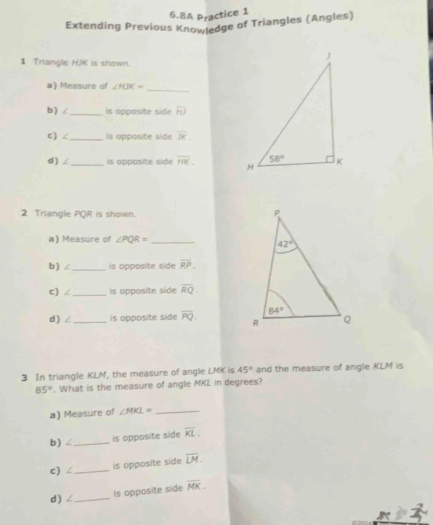 6.8a practice 1 extending previous knowledge of triangles (angles) 1 tr…
