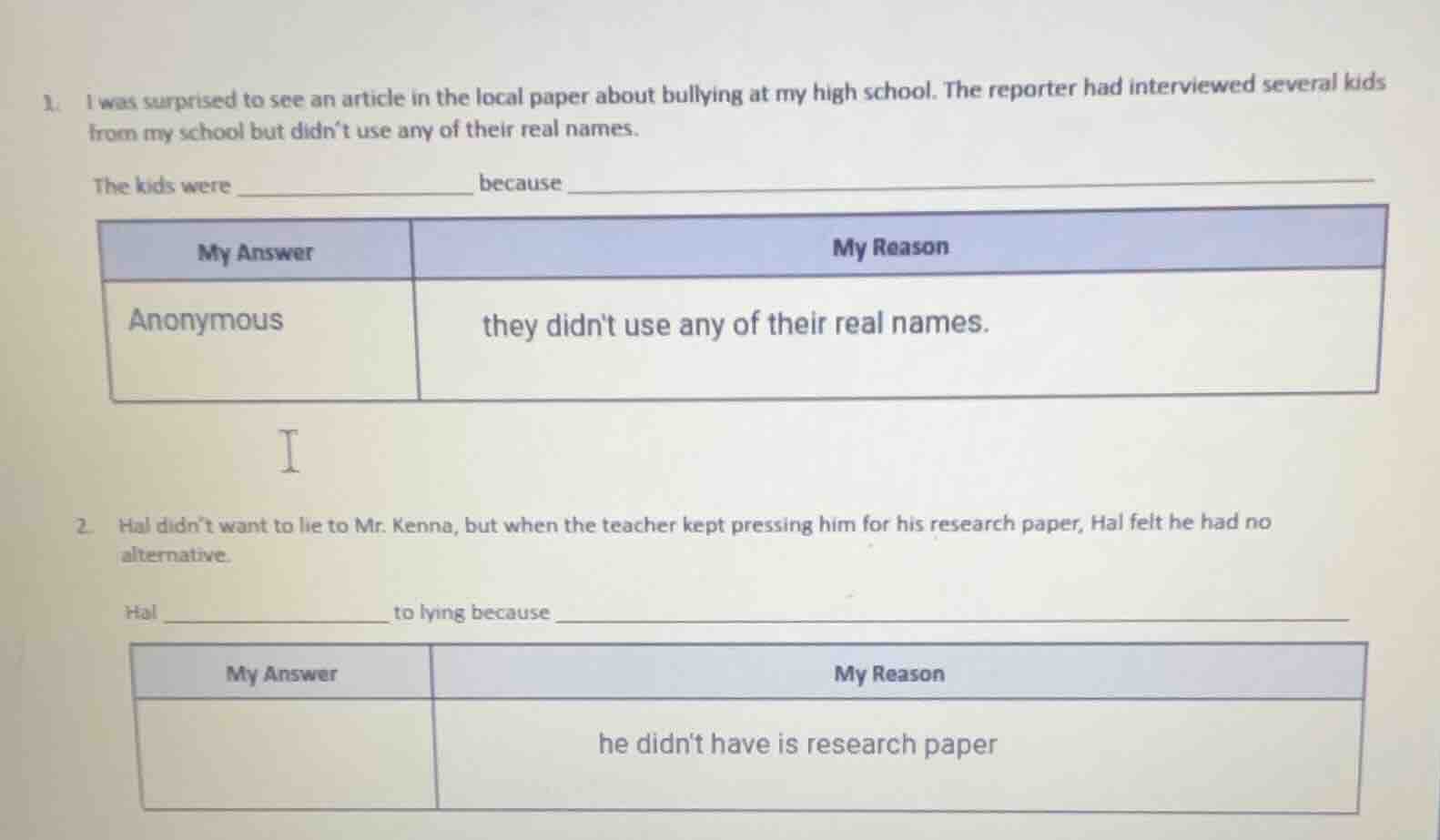 1. i was surprised to see an article in the local paper about bullying …