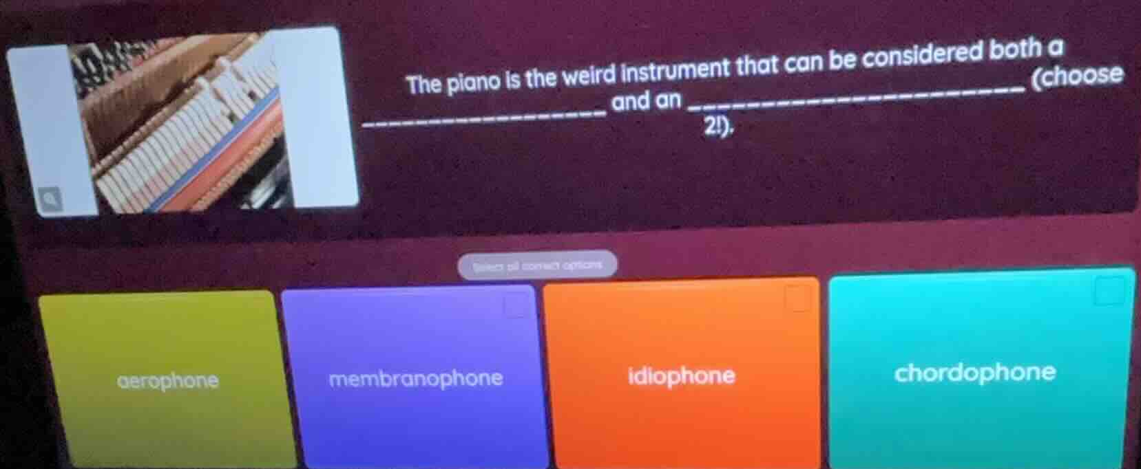 the piano is the weird instrument that can be considered both a _______…