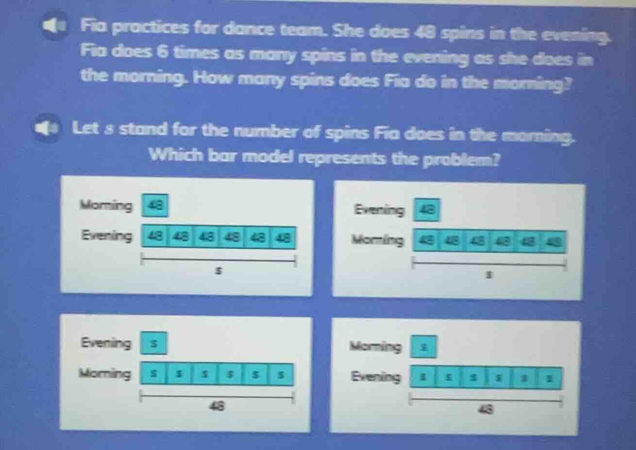fia practices for dance team. she does 48 spins in the evening. fia doe…